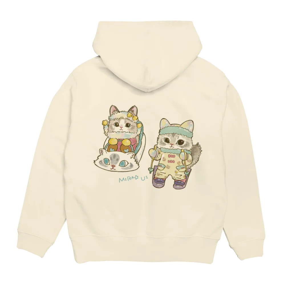 猫のきぬくんのお店のミラちゃんとウイちゃん　雪山ツアー Hoodie:back