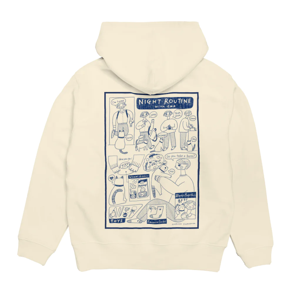 YA MARKETのNIGHT ROUTINE with CAT Hoodie:back