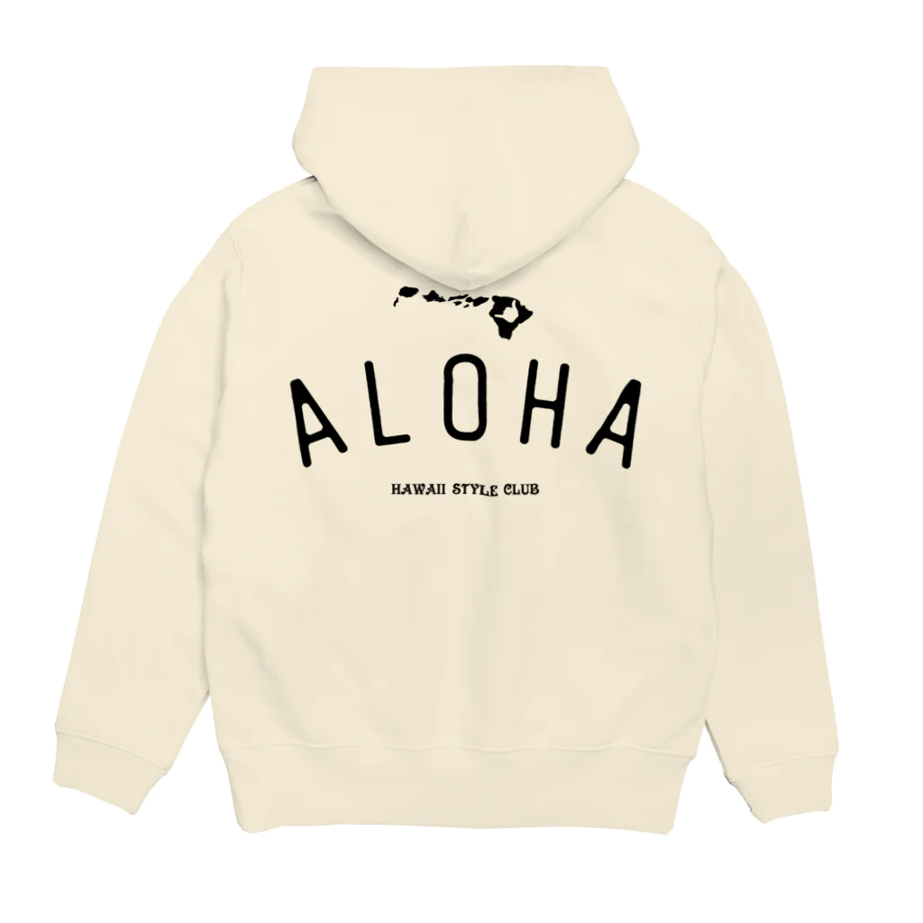 ハワイスタイルクラブの〔Back Print〕 ALOHA ISLANDS BLK LOGO パーカーの裏面