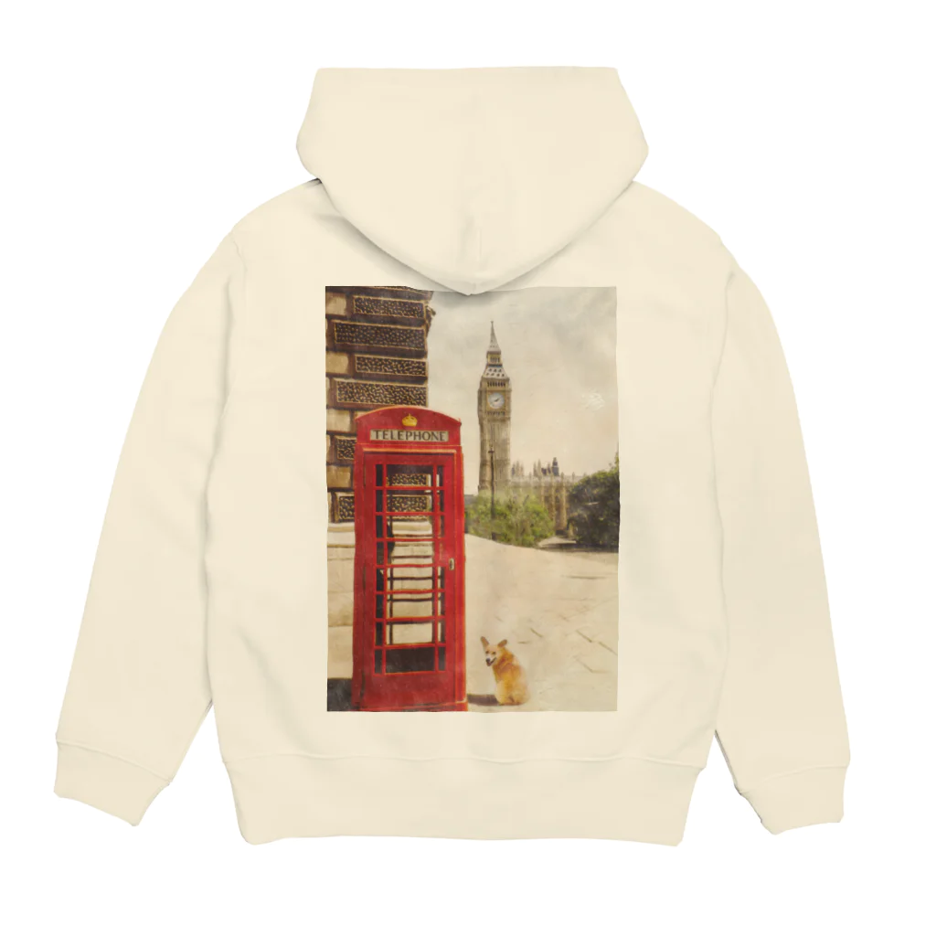 犬グッズの店しえるぶるーのコーギー in LONDON Hoodie:back