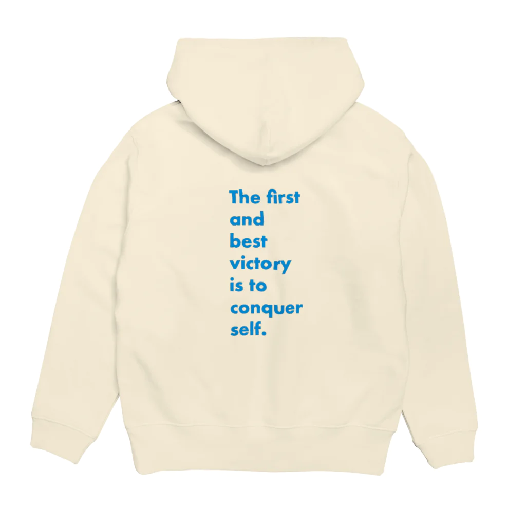 STICKTOBELIEFのThe first and best victory is to conquer self. パーカーの裏面