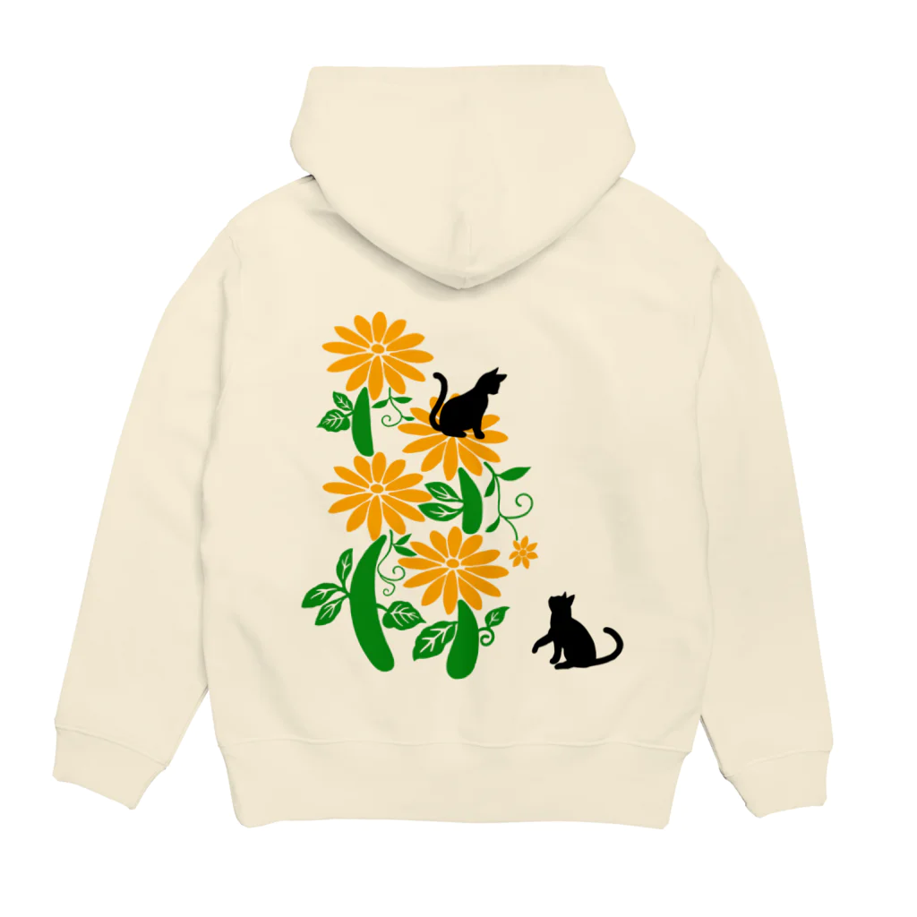 MegSan's free design🌷のフラワーキャットタワー(黒猫) Hoodie:back