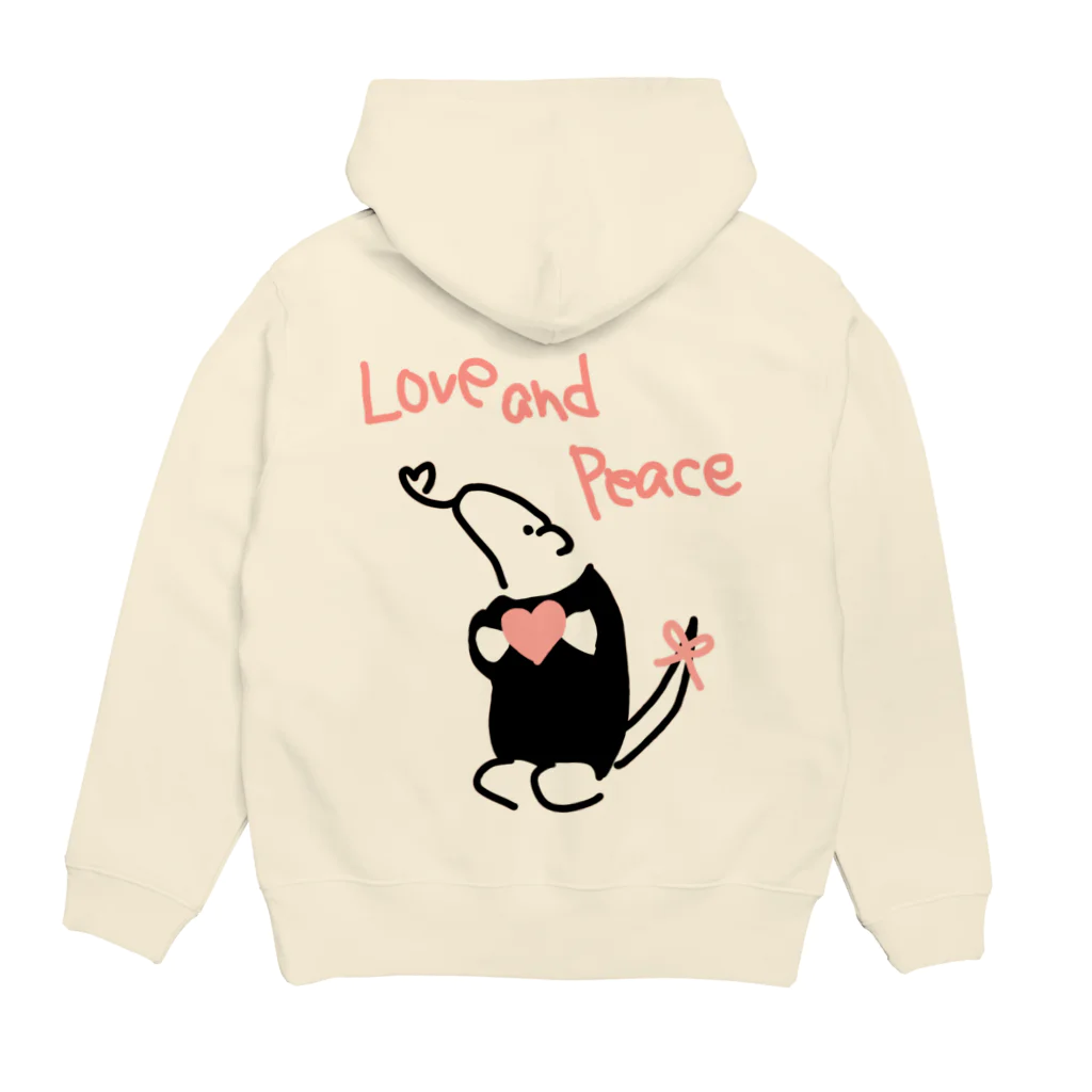 ミナミコアリクイ【のの】の【バックプリント】Love and Peace Hoodie:back