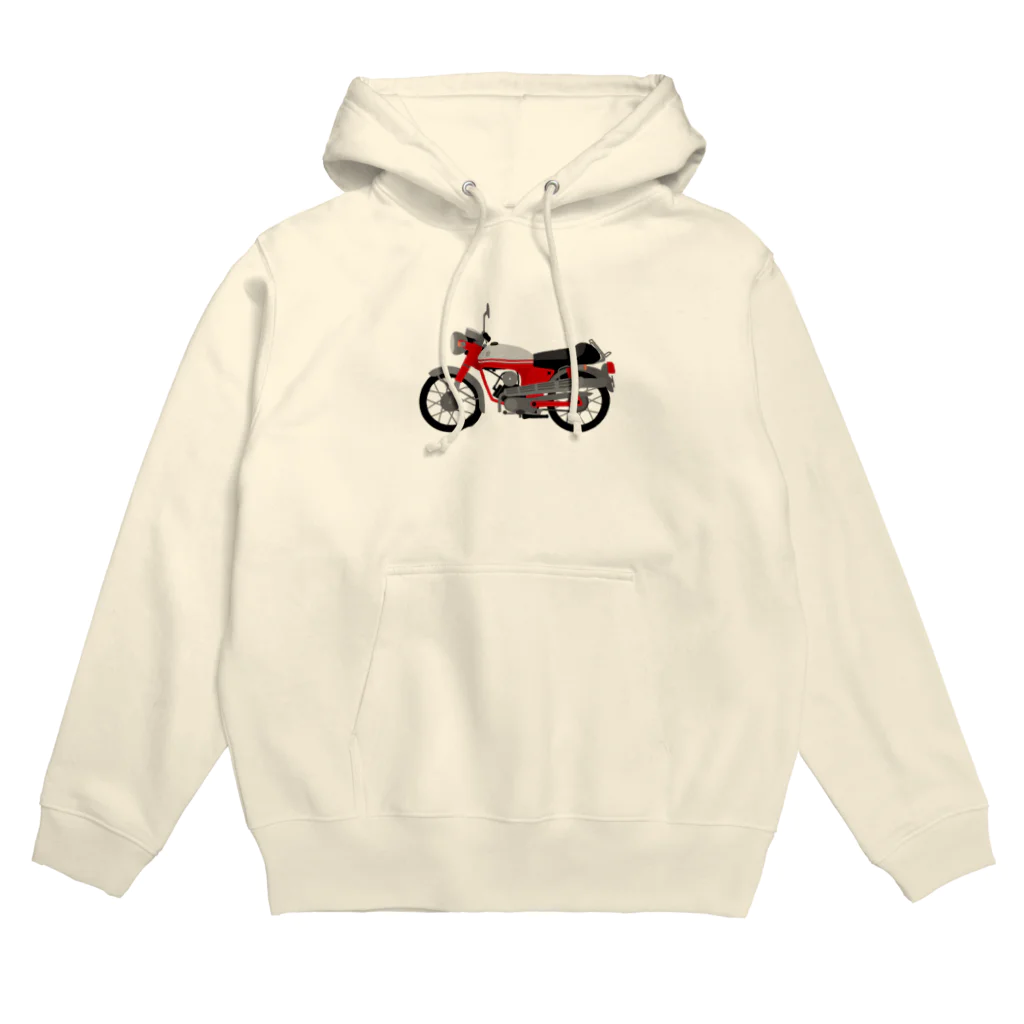 クロベナシの店のスクランブラー赤白バイク Hoodie