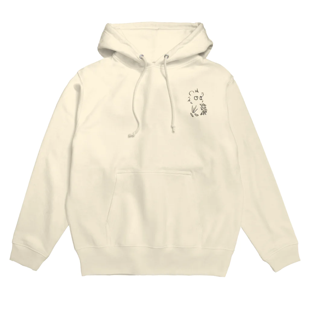 バリバリ工房の見つめる針鼠(黒) Hoodie