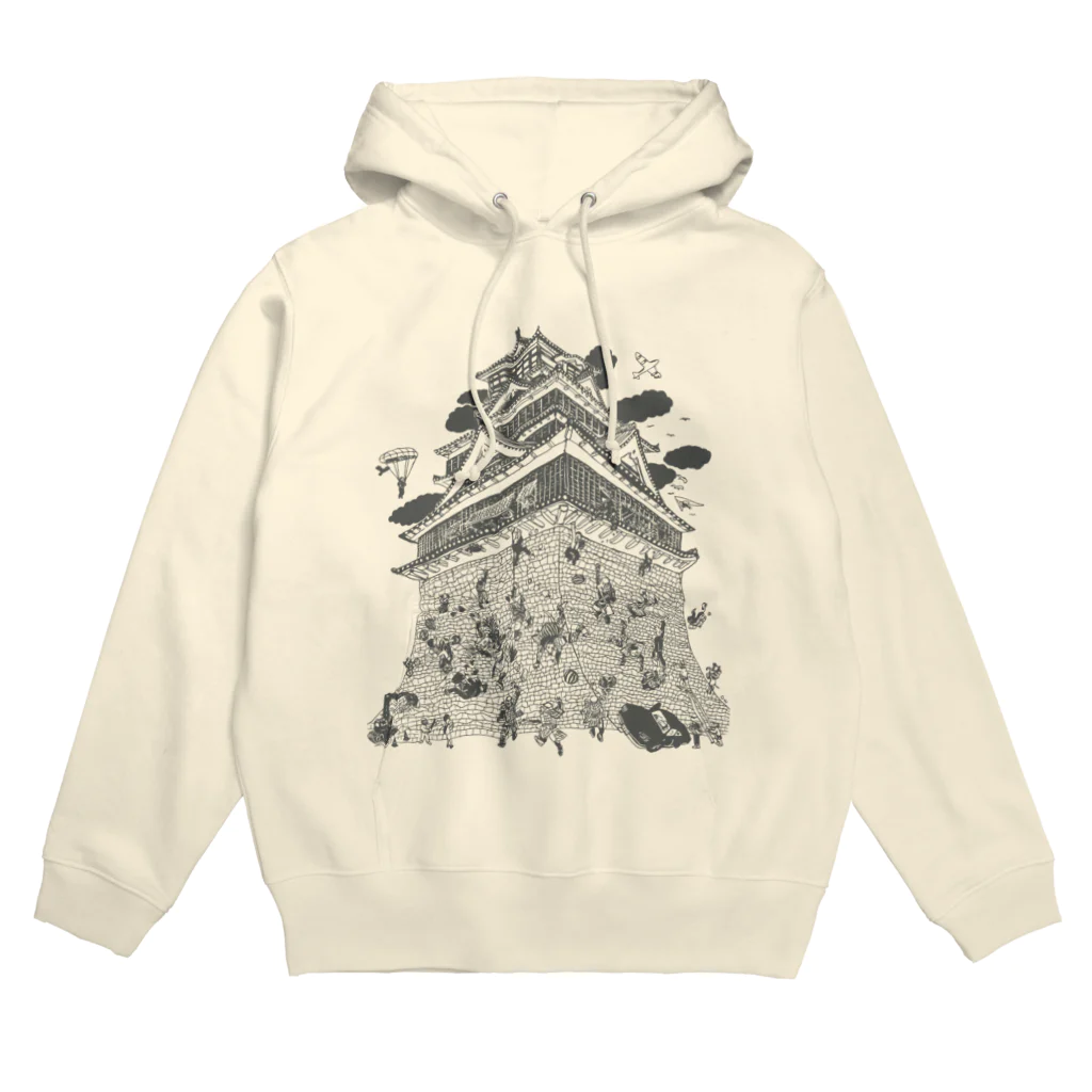 OW STOREの熊本城武者返し　イラストカラー：グレー Hoodie