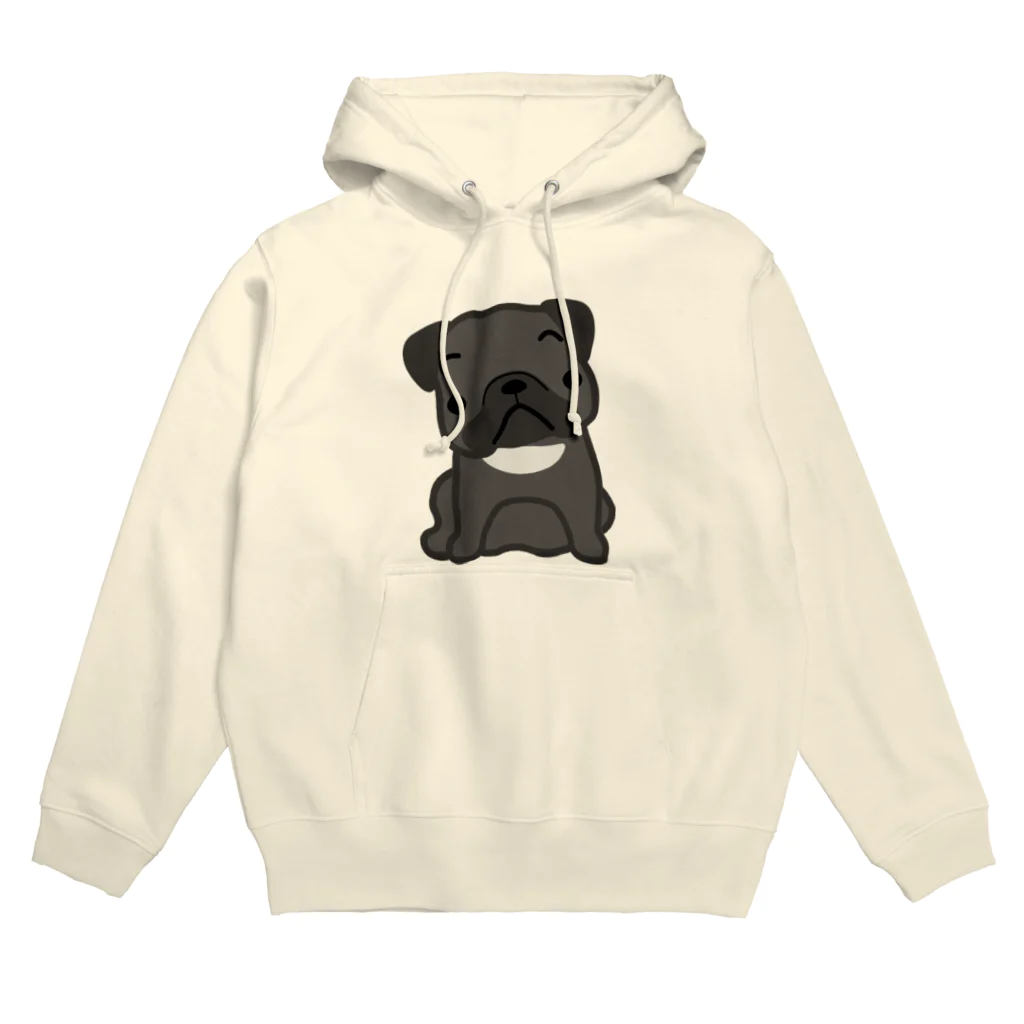 おだひろしAIクリエイターの首をかしげている黒パグ🐶 Hoodie