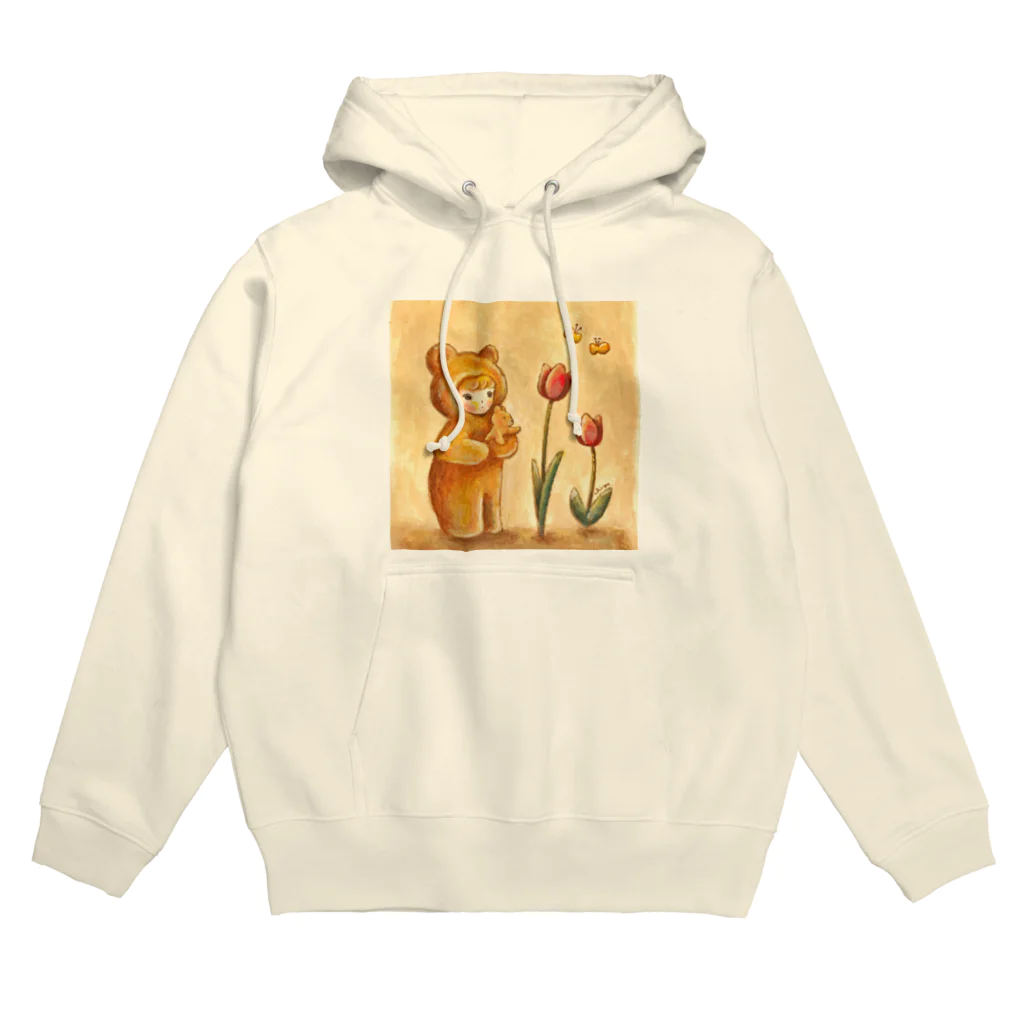 :trunk:chiyo のクマちゃんとチューリップ Hoodie