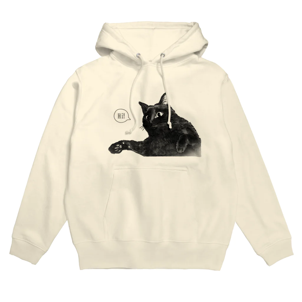 やまねくんのくろねこ　少しリアル(文字入り) Hoodie