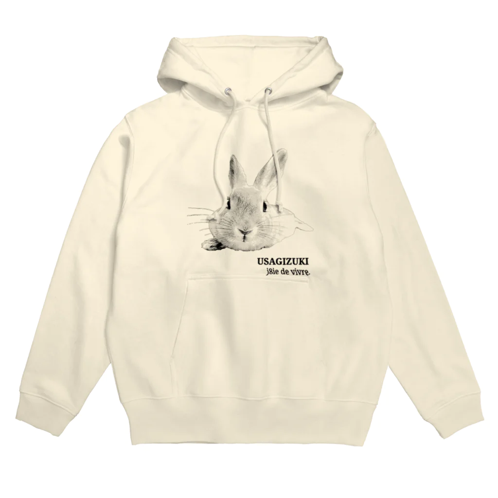 j8ie de vivre♪のうさぎの休憩　USAGIZUKI　モノクロ Hoodie