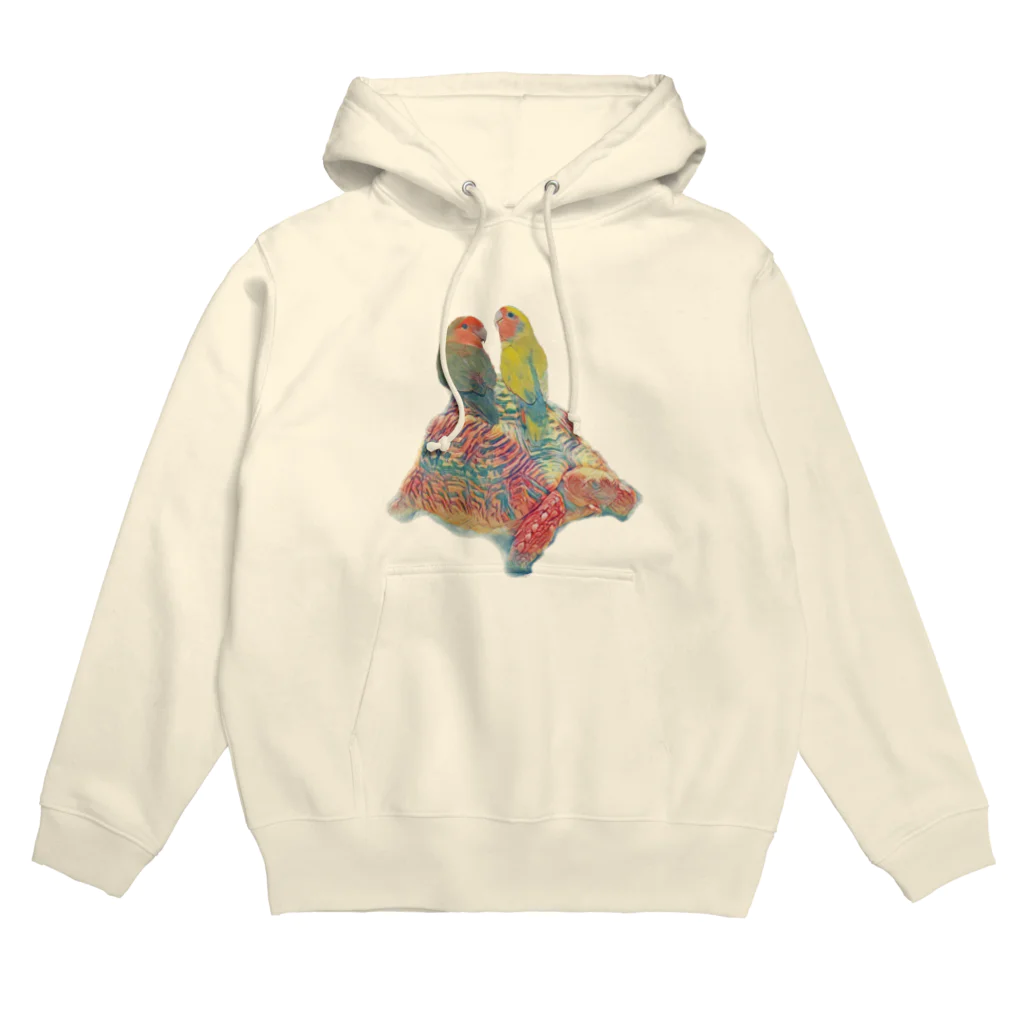 ■マネっぴ■のコザクラインコとヒョウモンガメ（リクガメ） Hoodie