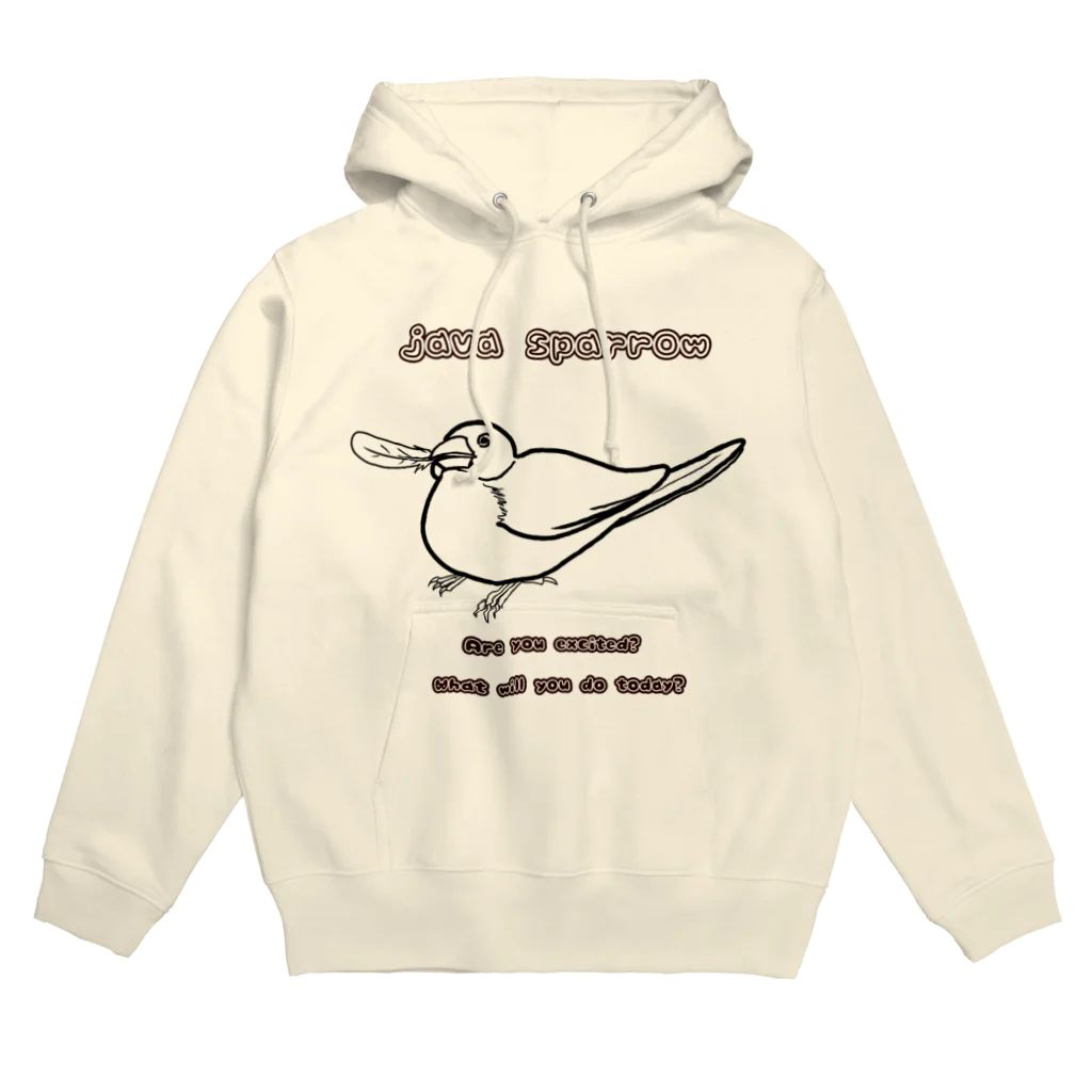 Lily bird（リリーバード）の羽根くわえ文鳥 線画 Hoodie