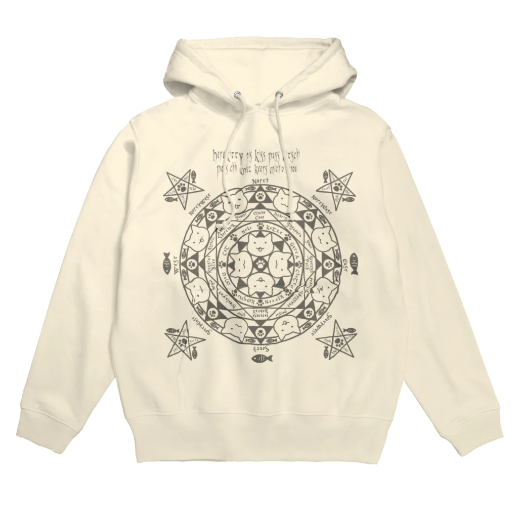 PygmyCat　suzuri店の猫召喚魔法陣（グレー線） Hoodie