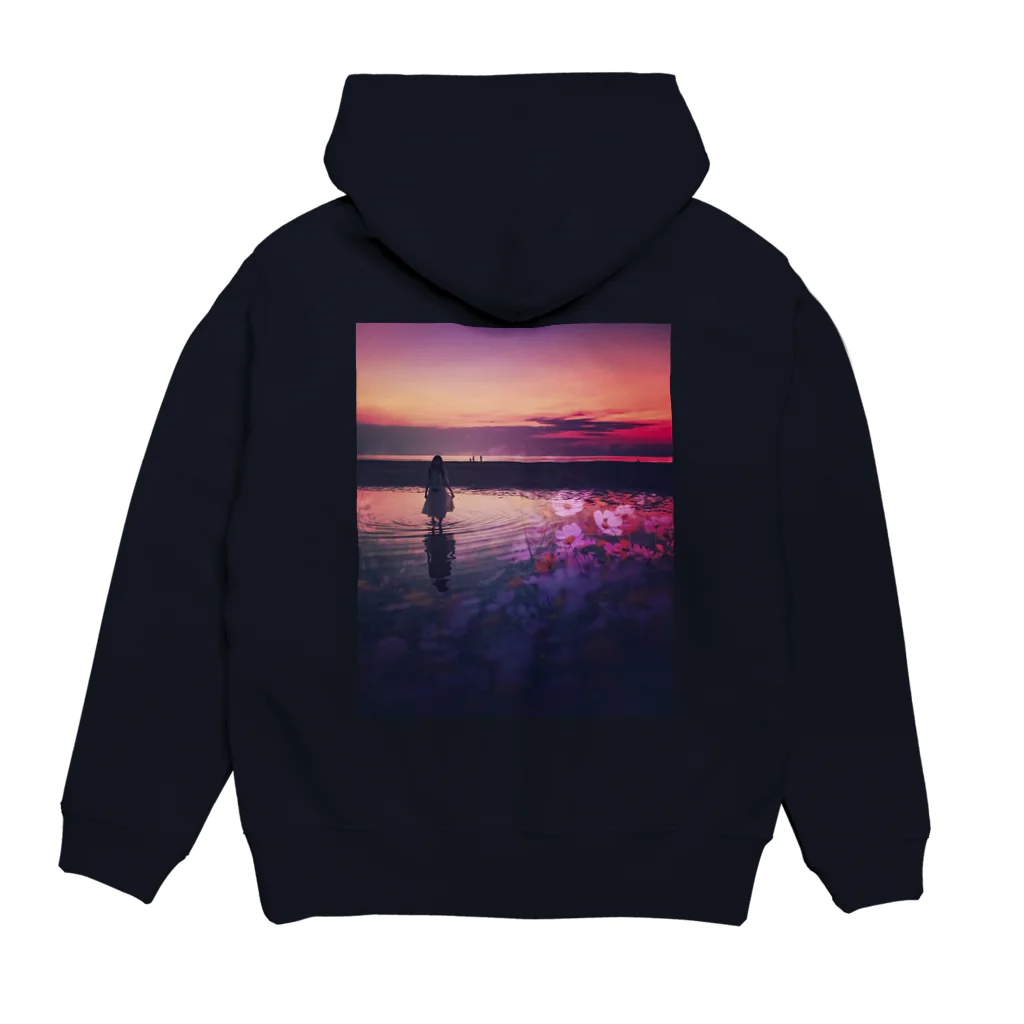 ゆめみがち部、部室の夕暮れルビィ色 Hoodie:back