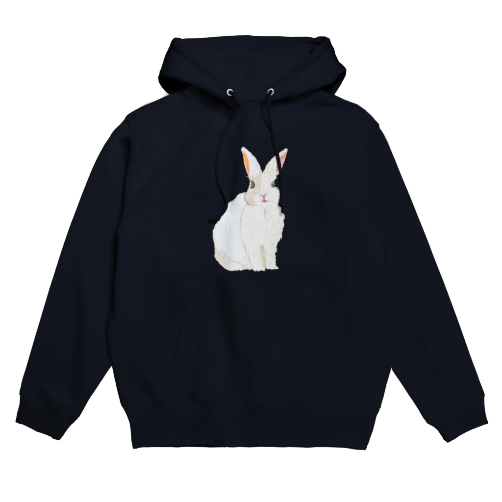 rabbit loverのフワフワうさぎ（白） Hoodie