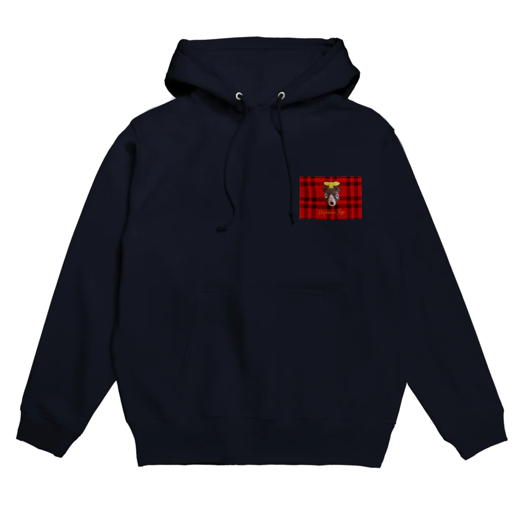 ポコのくまのムー 赤のチェック柄 Hoodie