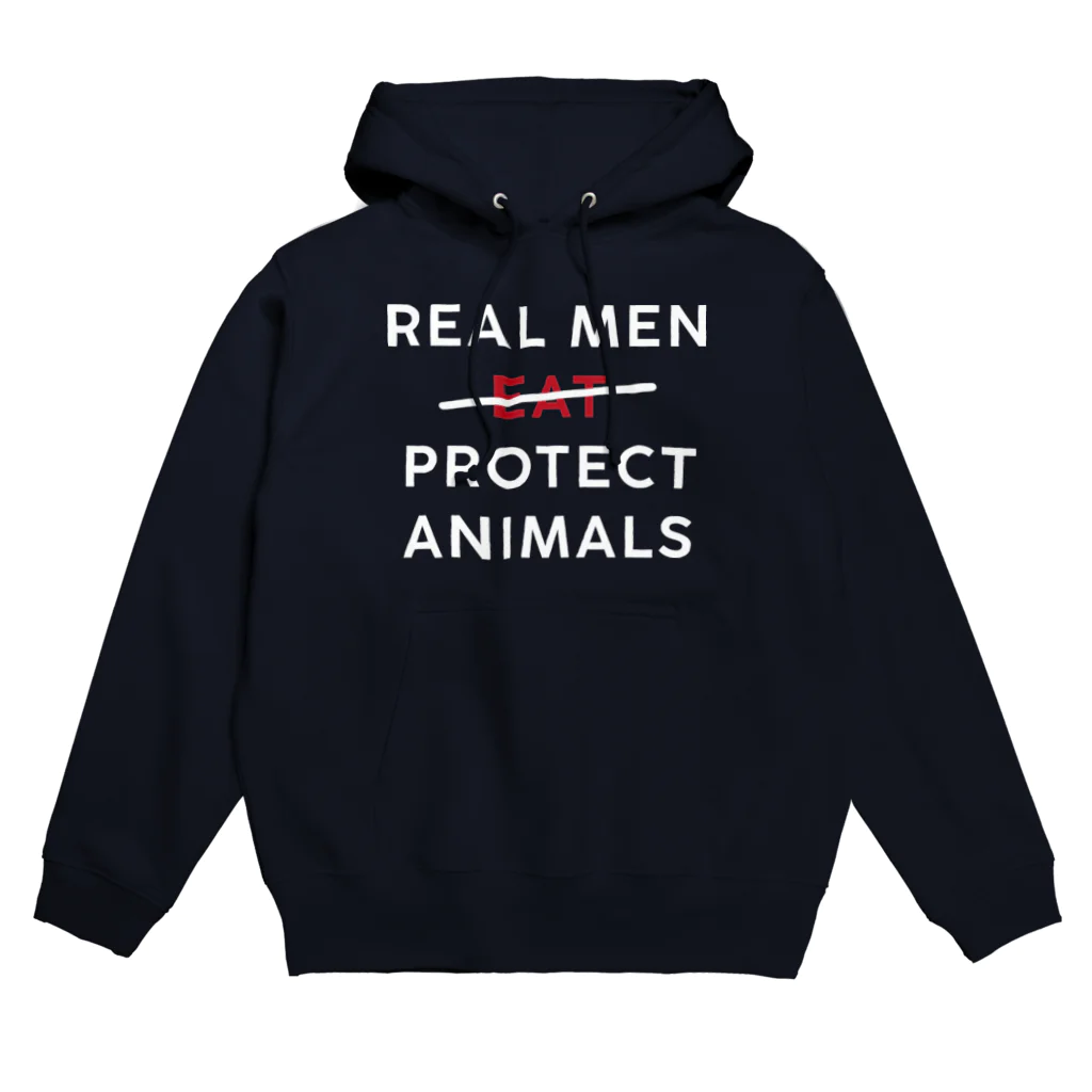 Let's go vegan!のReal men protect animals Hoodie