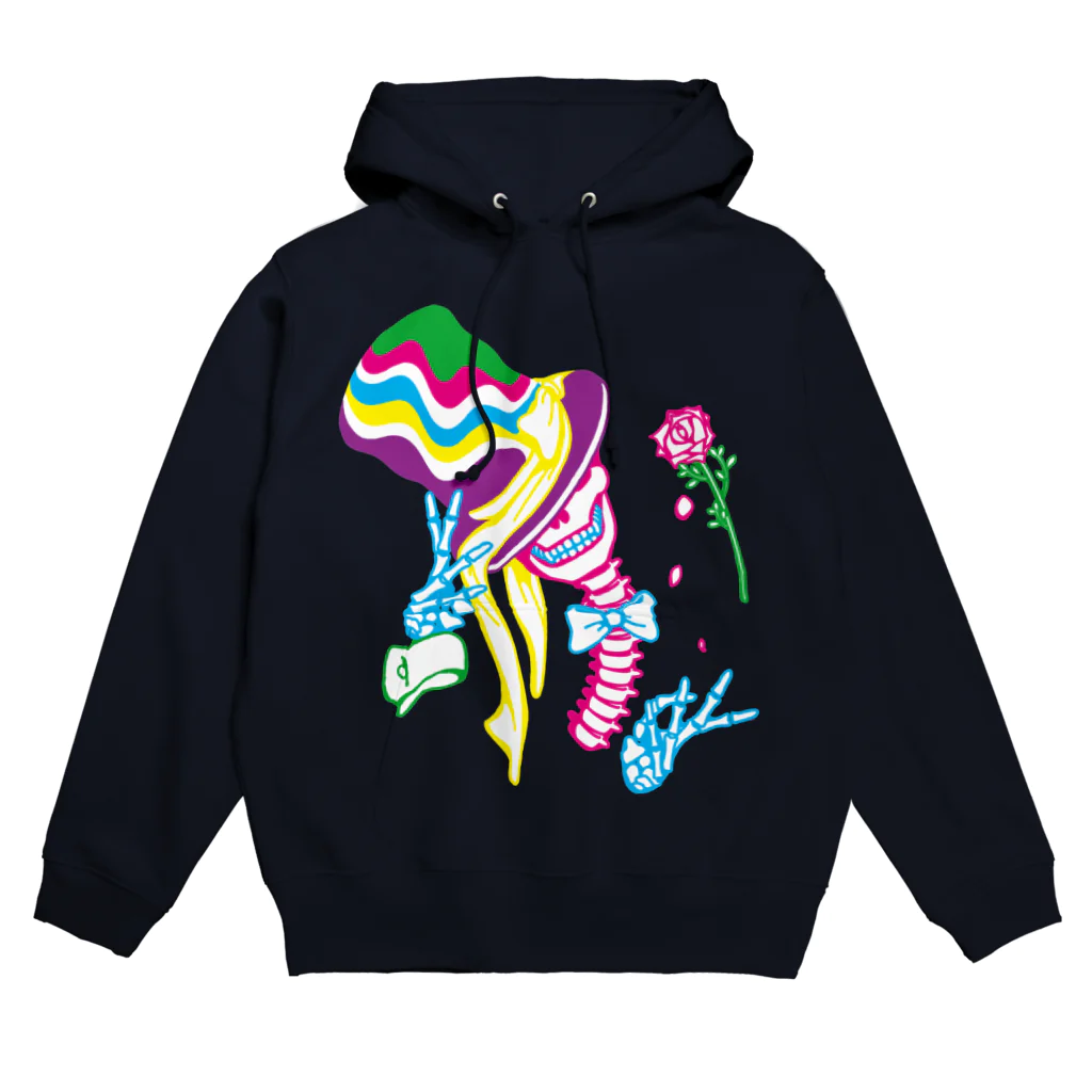 Cɐkeccooのシルクハット★ガイコツ-カラフル Hoodie