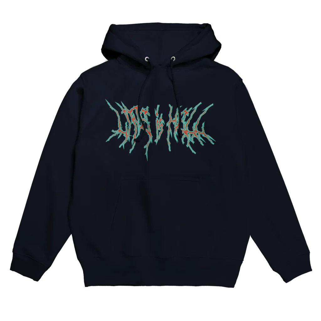 Parallel Imaginary Gift ShopのLife is Hell（Orange） Hoodie