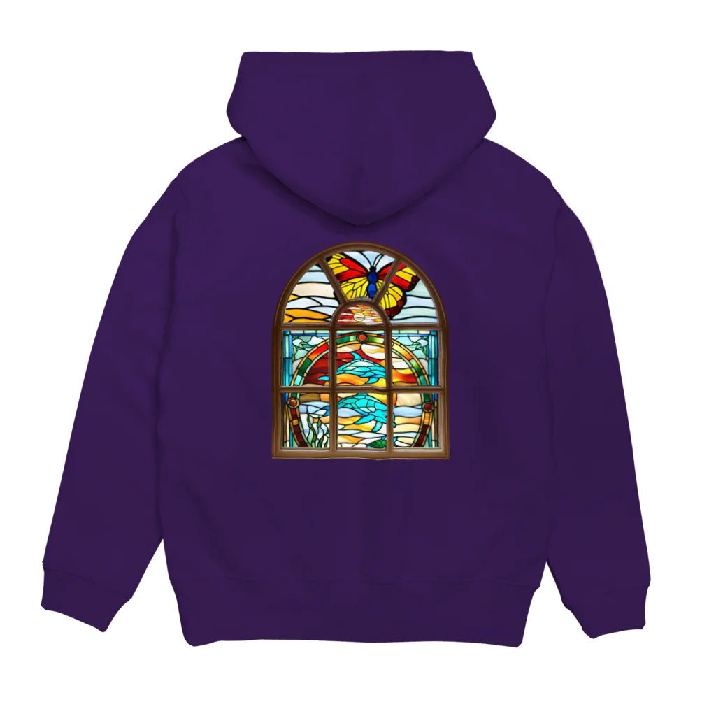 月夜のタツノオトシゴのButterfly, cross the sea Hoodie:back