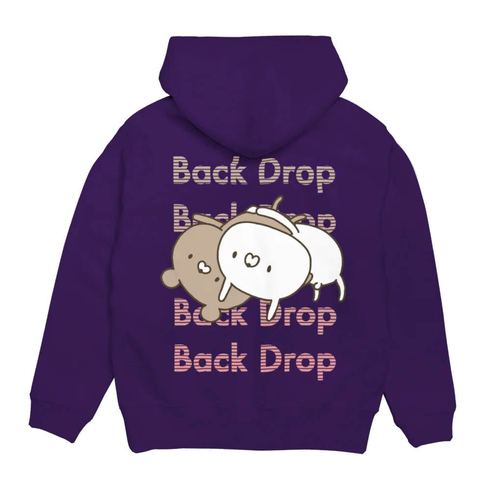 ユウィズのうさぎVSくま・バックドロップ（ピンクカラー） Hoodie:back