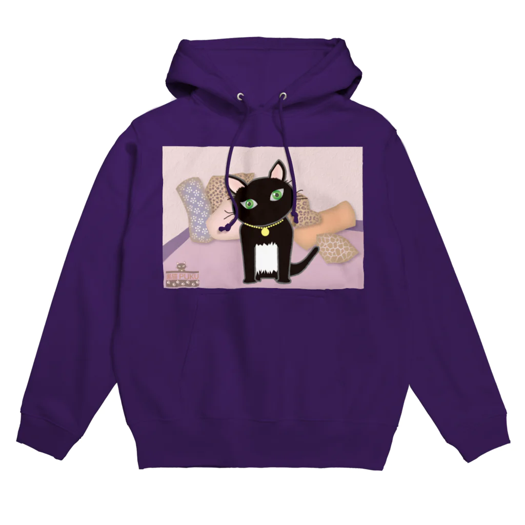 キャッツハンド：suzuriショップの黒猫PUKU「呼んだ？」 Hoodie