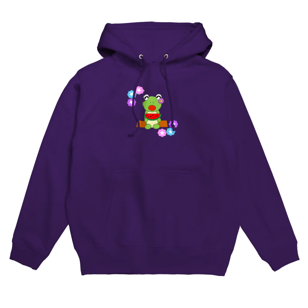 🐸かえるさんと仲間たち🐸のスイカとかえるさん Hoodie