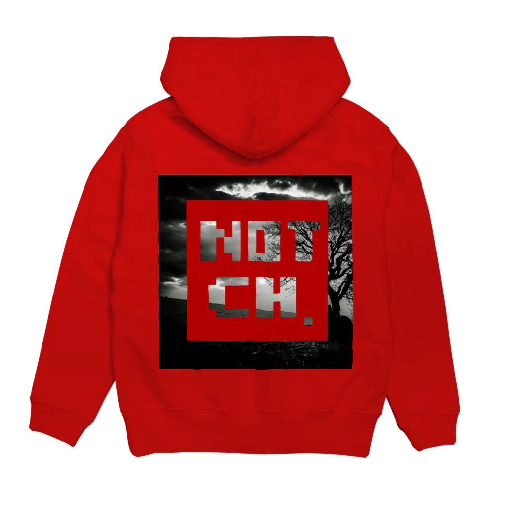 NOTCH.の『NOTCH.』ロゴ RED Hoodie:back