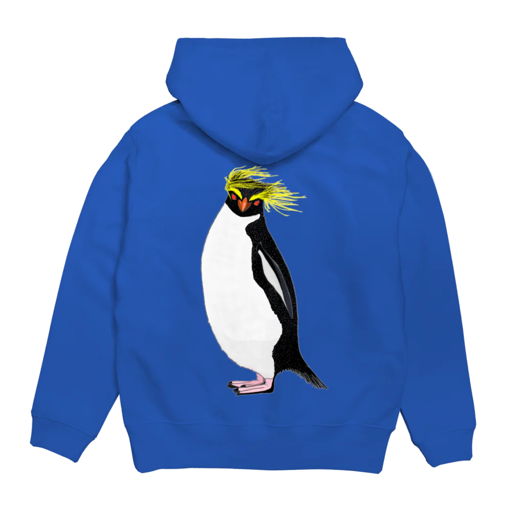 LalaHangeulの風に吹かれるイワトビペンギンさん(文字無しバージョン) バックプリント Hoodie:back