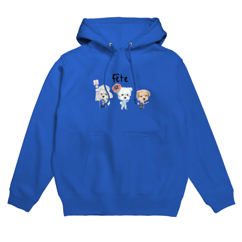 かわいいにゃんことワンコの絵のお店のお祭りワンコ Hoodie