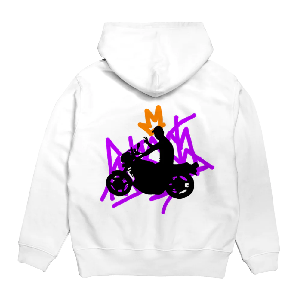 FS108(ファンタジスタ入れ歯)イラスト　絵描きのFS108 バイク Hoodie:back