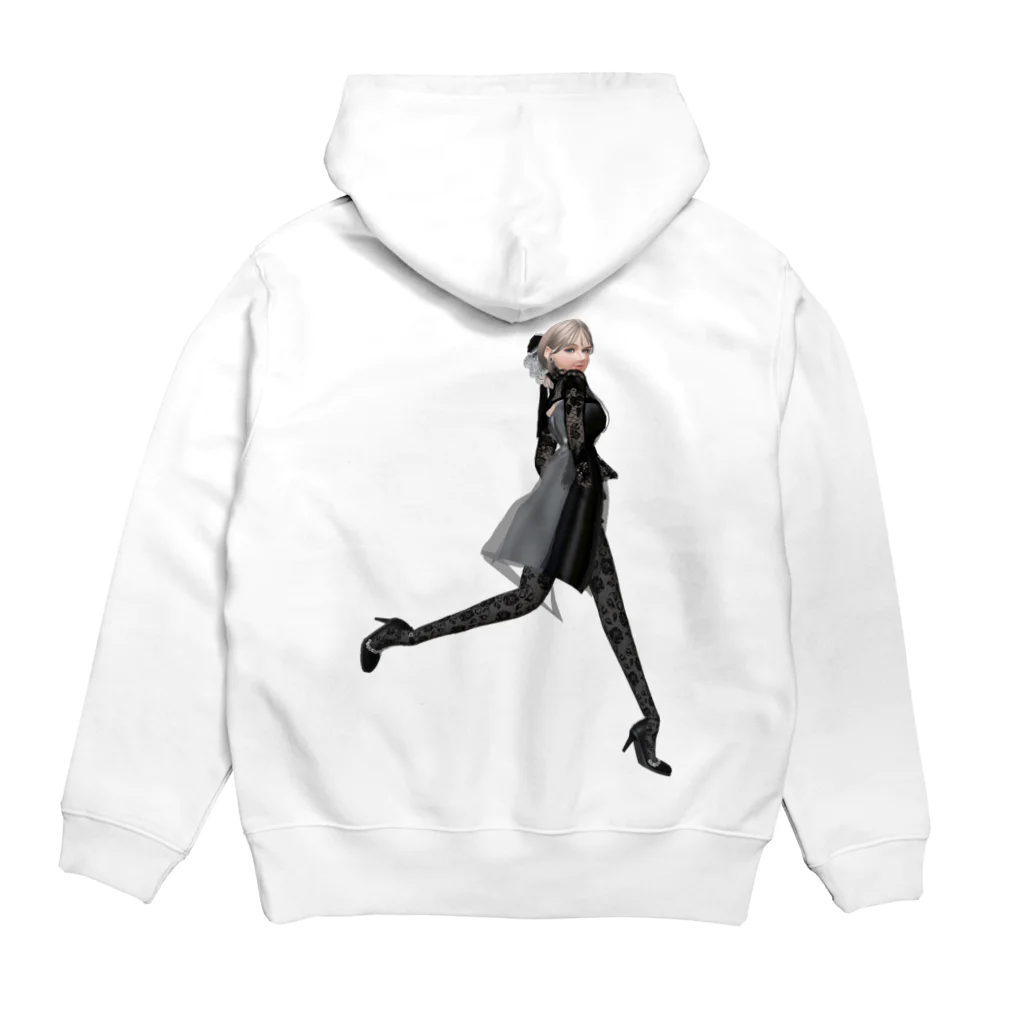 【ホラー専門店】ジルショップの黒いドレスの美女 Hoodie:back