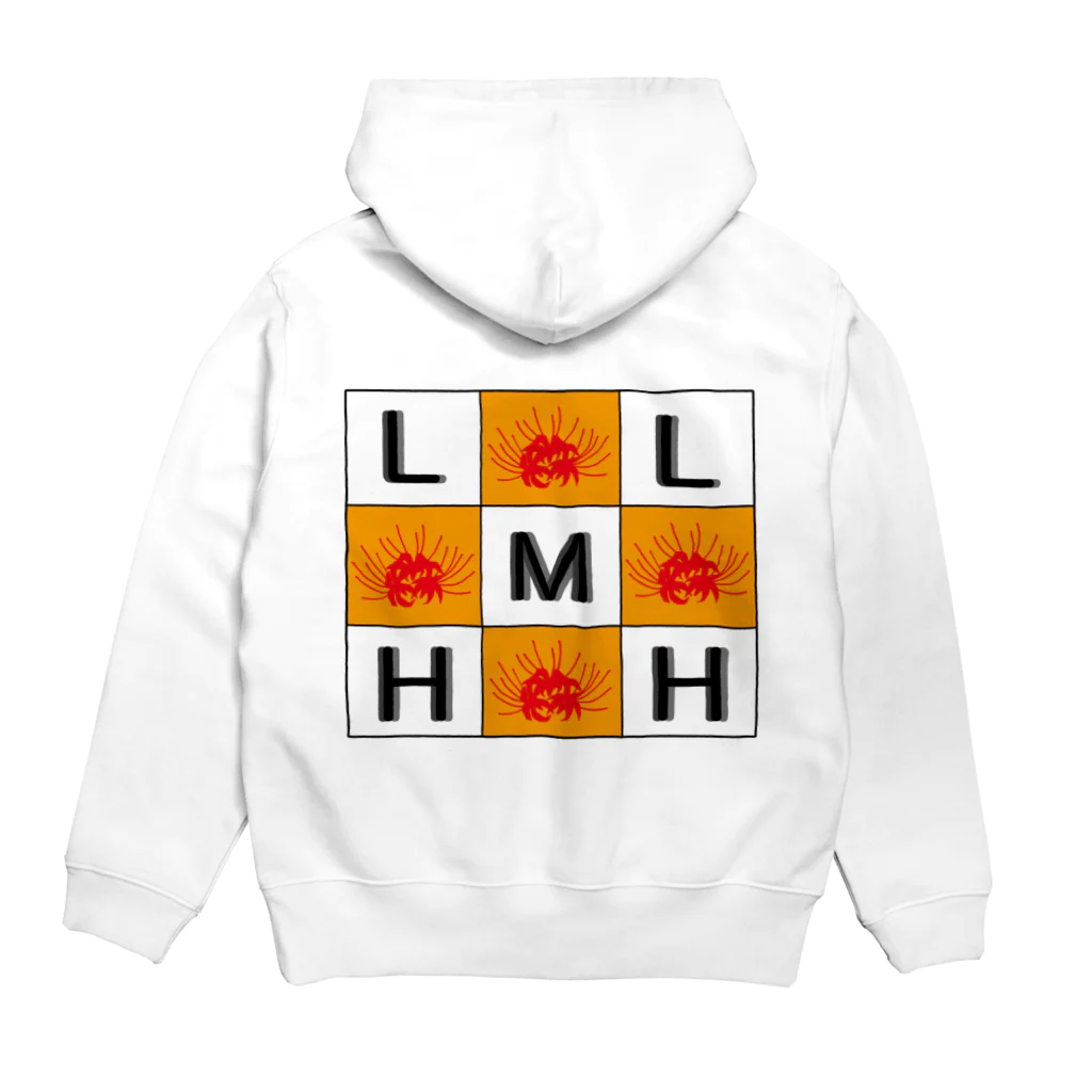 リコリス・曼珠沙華・ヒガンバナのL.M.H Clubロゴ合わせ パーカーの裏面