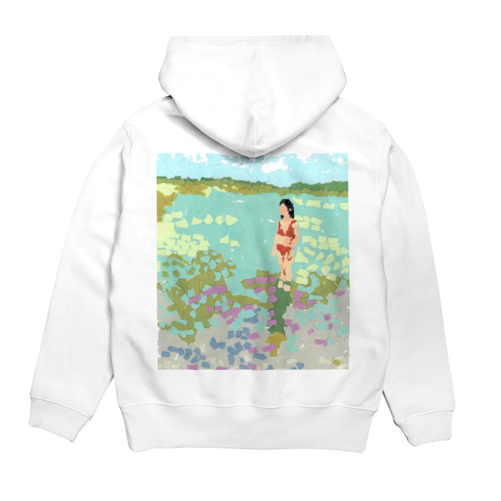 Yuhki | おばけのゆうき 公式オンラインショップの海と赤ビキニの女(ちぎり絵) Hoodie:back