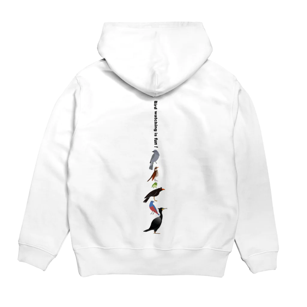 エダマメトイチ雑貨店のLet's enjoy bird watching ! 薄い色用 Hoodie:back