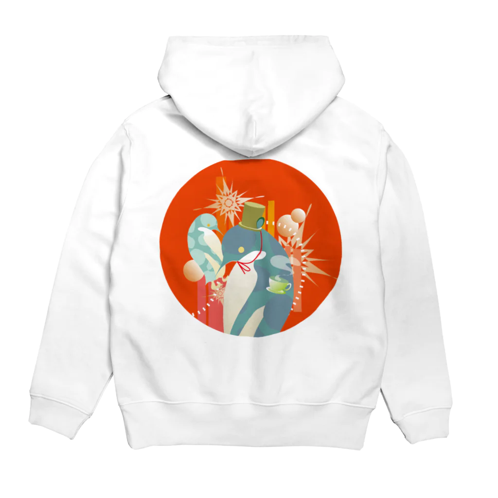 ペンギンパカリのペンギンTeaTime（赤） Hoodie:back