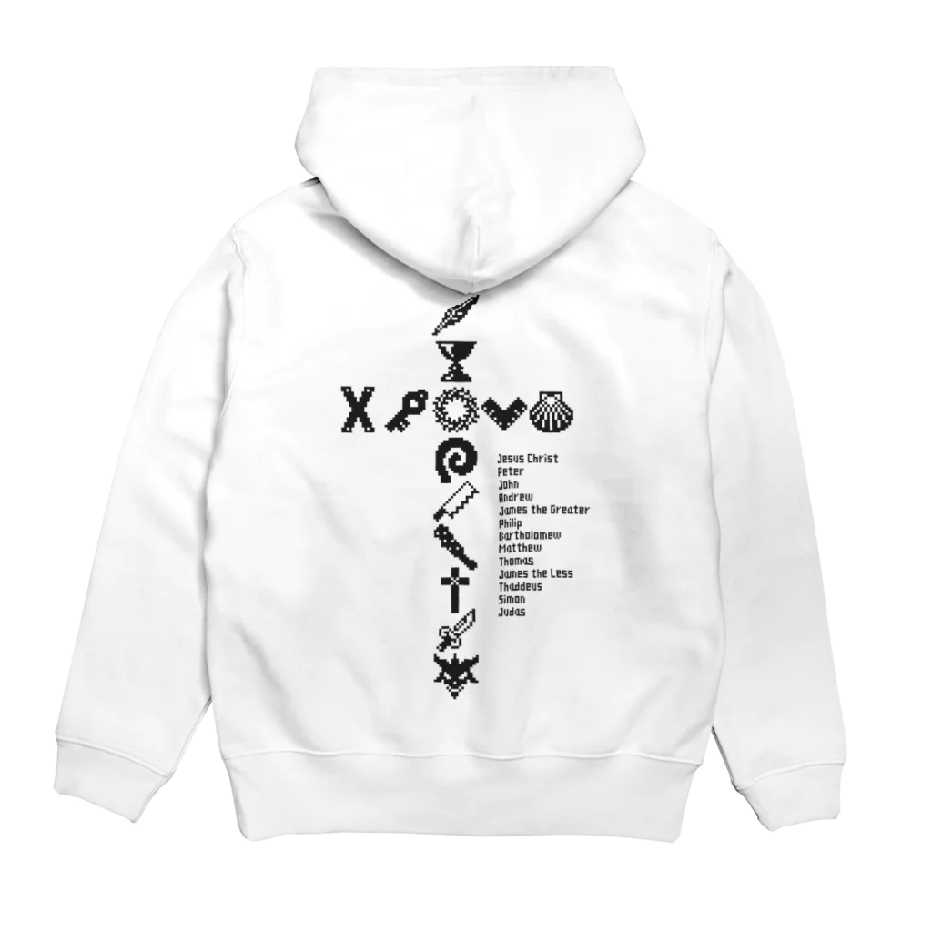 256graphのドットでキリスト＆十二使徒 Hoodie:back