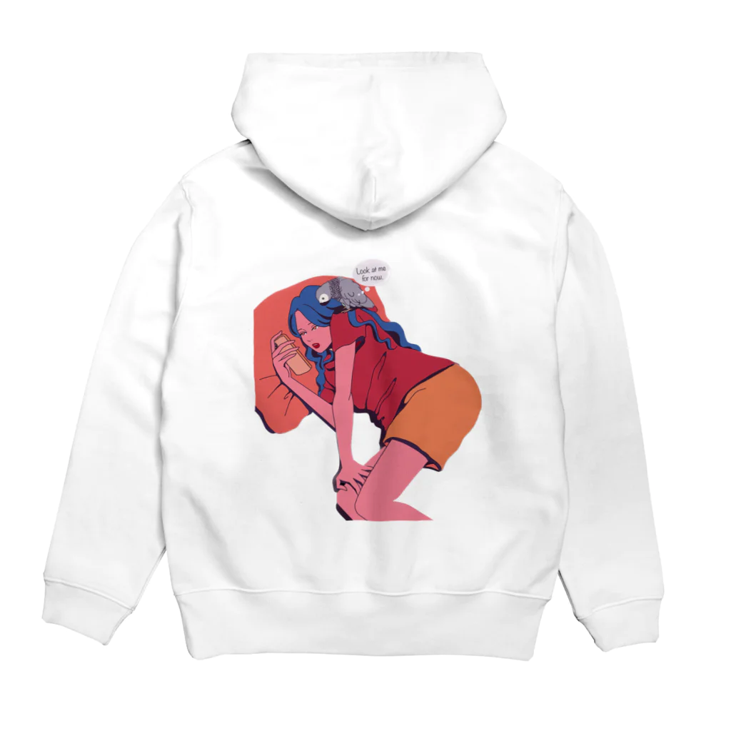 愉快なインコ達の女の子とヨウム Hoodie:back