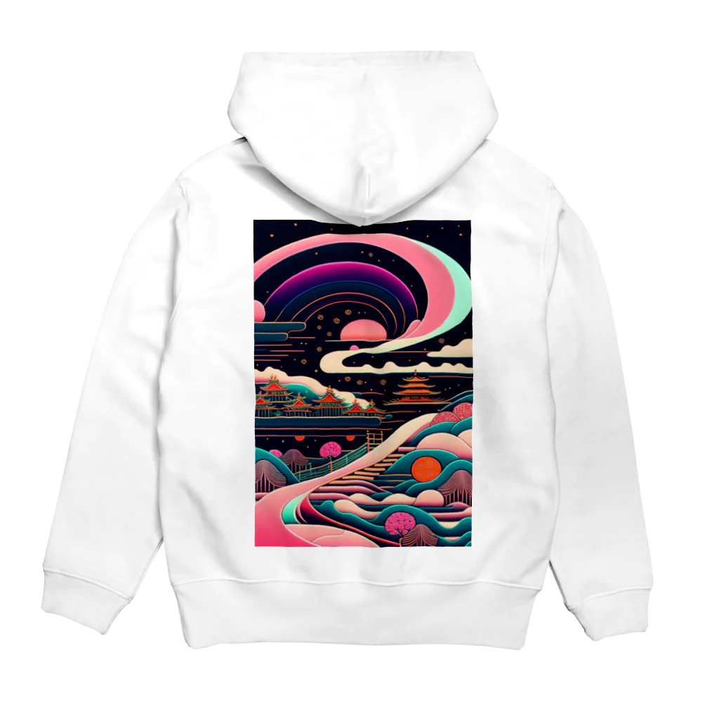 マッケンデジタルワールドのレトロでエモい"lofiアート"【浮世絵サイバーパンクシティ】 Hoodie:back