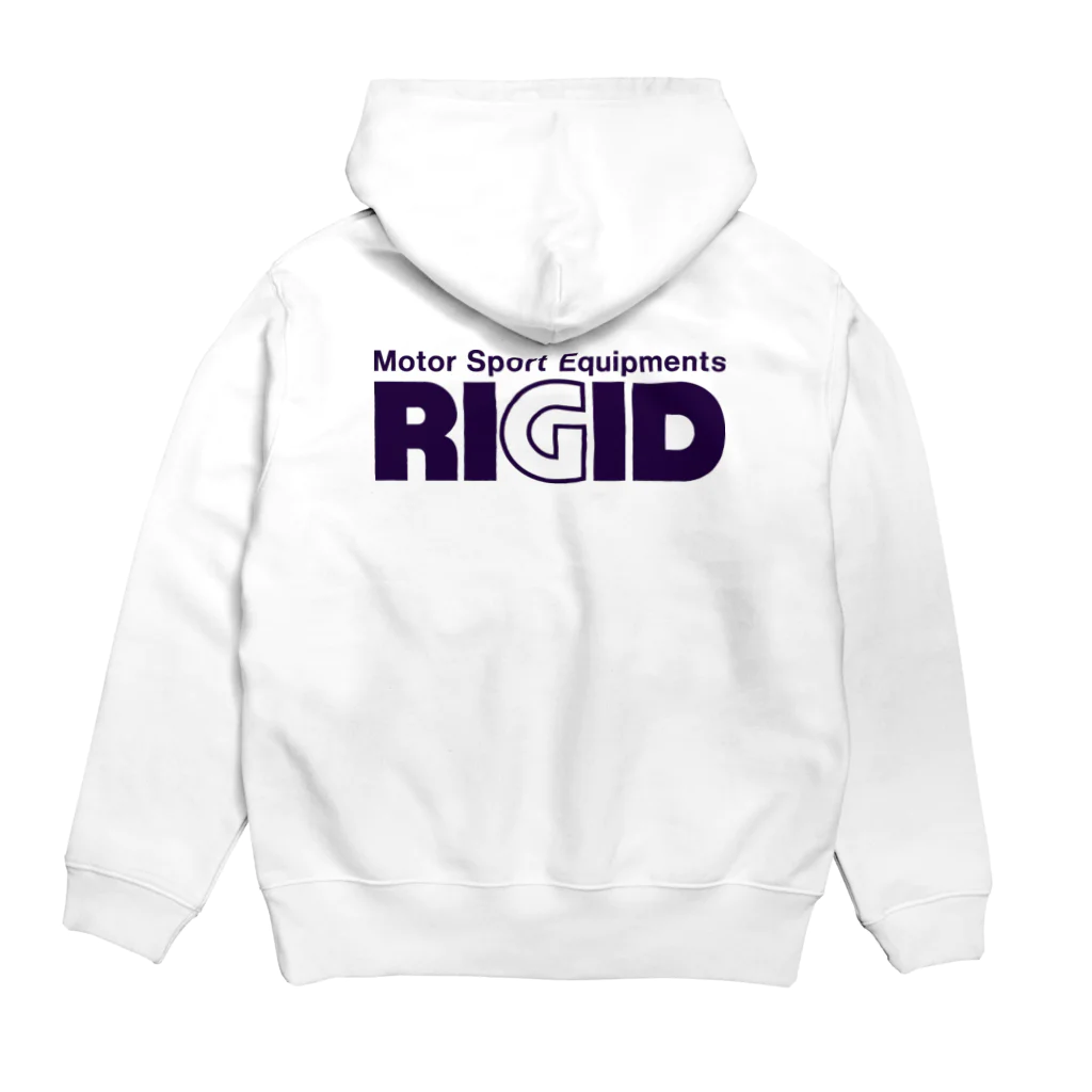 リジット・モータースポーツのRIGID透過ロゴ紺 Hoodie:back