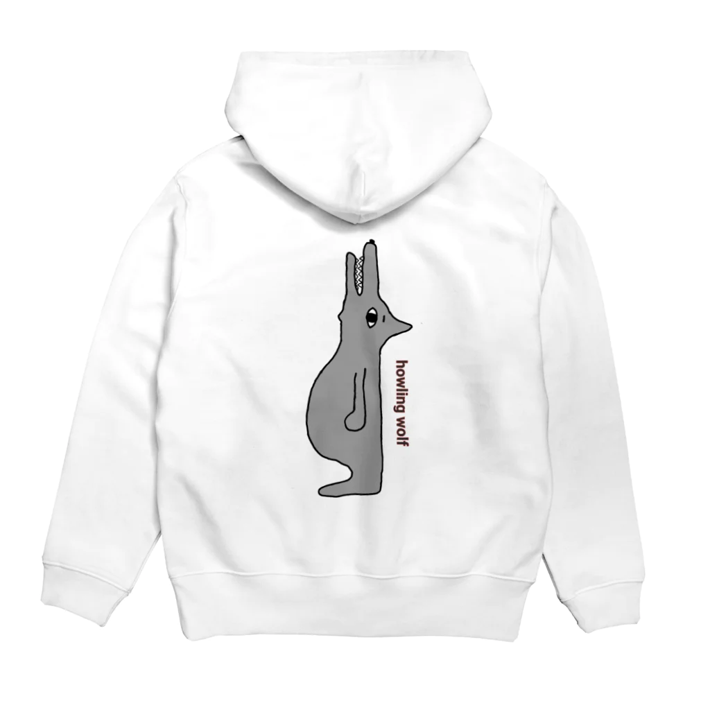 吠える動物の吠えるオオカミ Hoodie:back