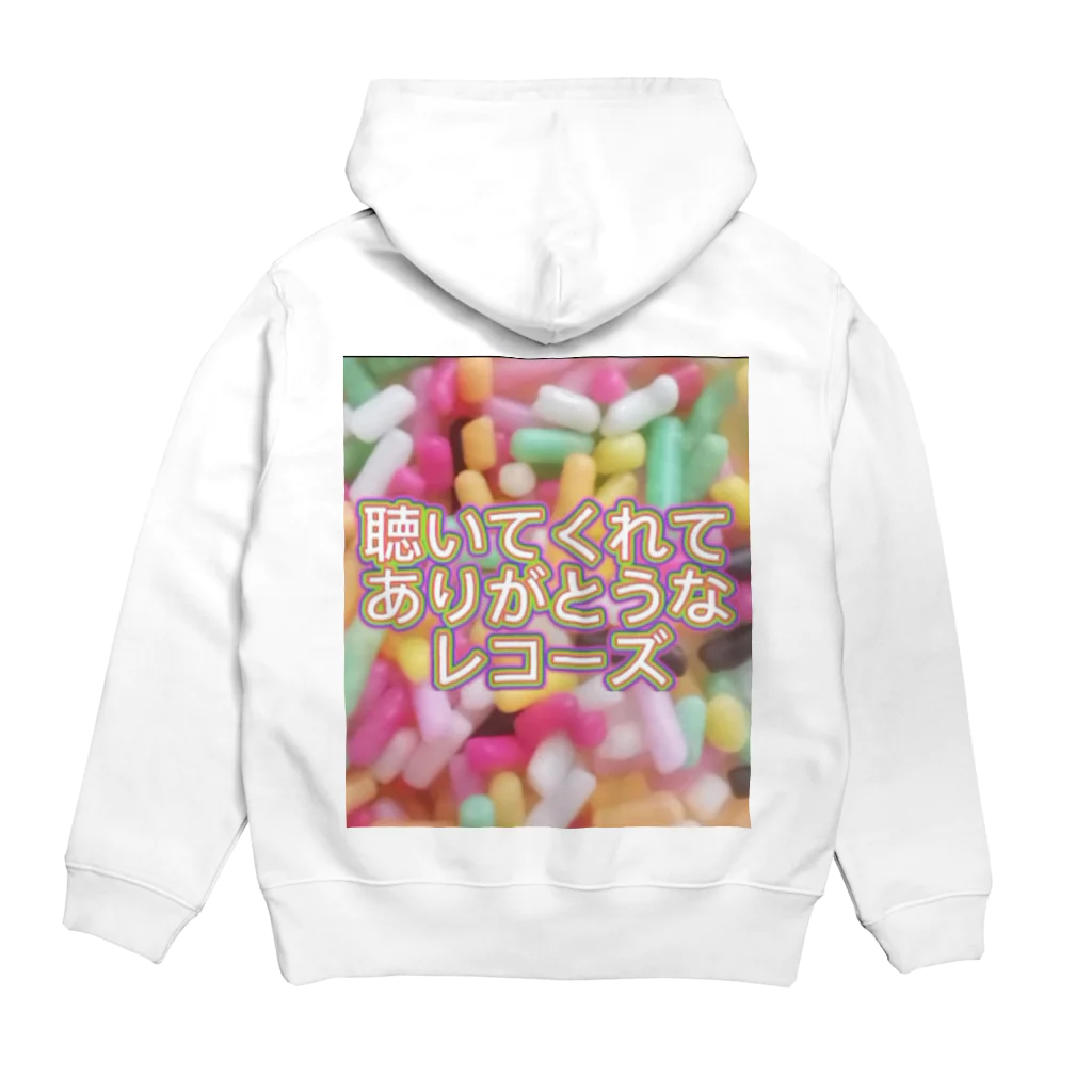 聴いてくれてありがとうなレコーズの旧ロゴ Hoodie:back