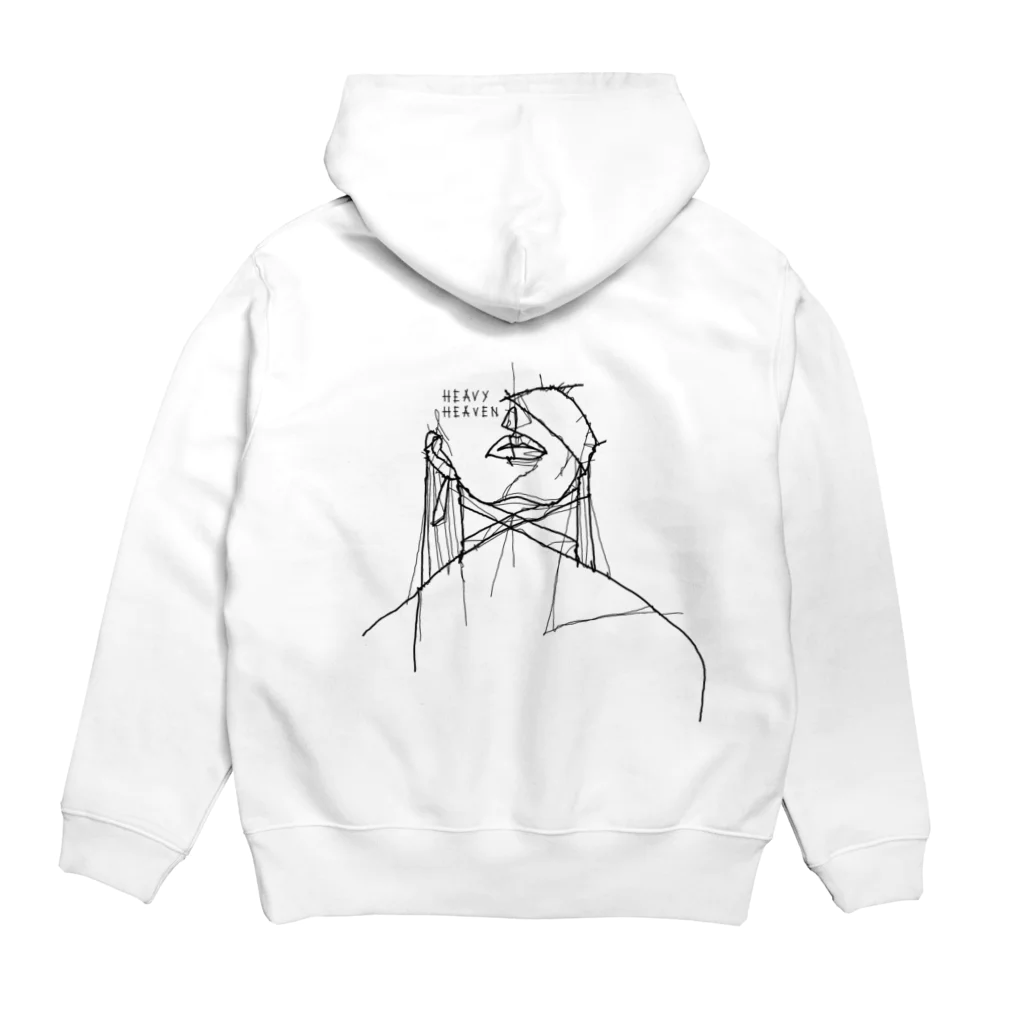 ツガイツツのヘビーヘヴン2 HEAVY HEAVEN　針金アート風イラスト　モノクロ Hoodie:back