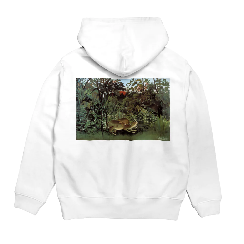 世界美術商店の飢えたライオン / The Hungry Lion Throws Itself on the Antelope Hoodie:back