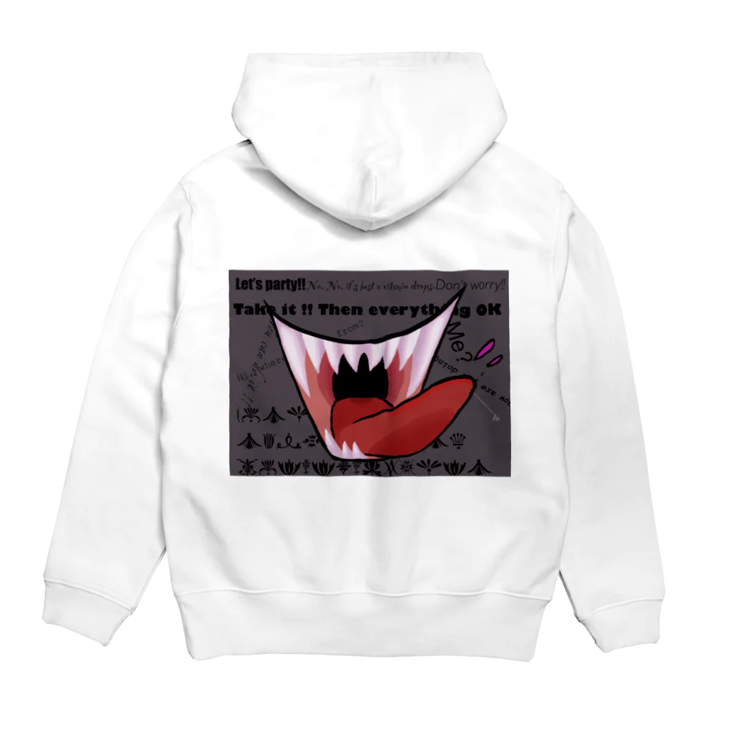 -kawazu-の【背面】demon mouth Hoodie:back