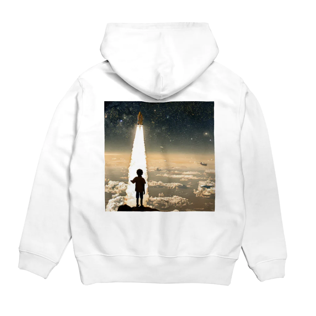 AI美女（appurin）公式グッズのスペースロケットと少年 Hoodie:back