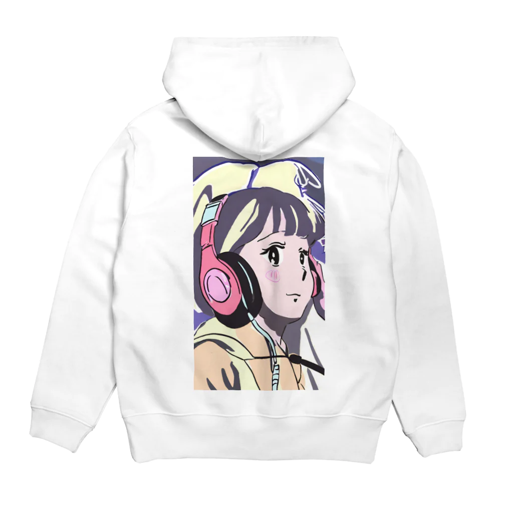 Tsuneのヘッドフォンを付けた女性キャラクターグッズ Hoodie:back