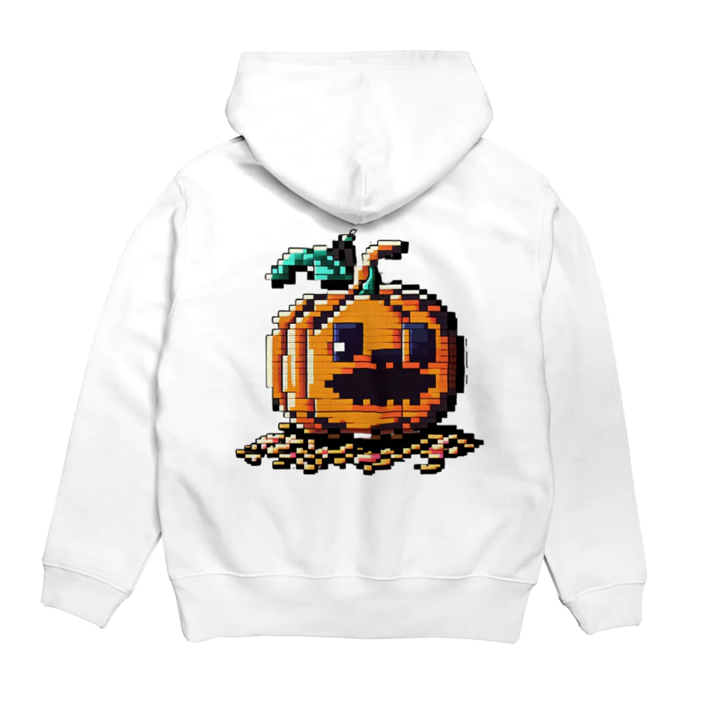 朱音琴音のドット絵のハロウィンかぼちゃのおばけ Hoodie:back