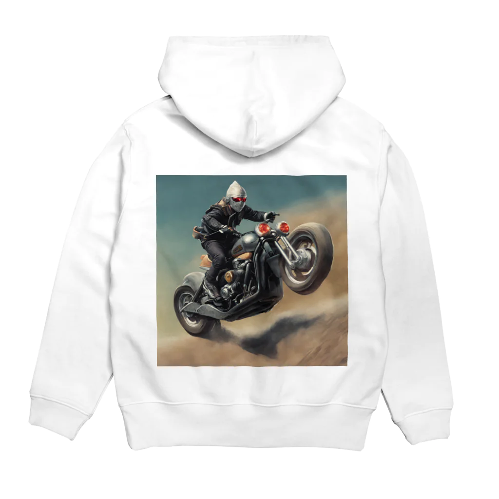 Yamapの仮面のバイク乗り Hoodie:back