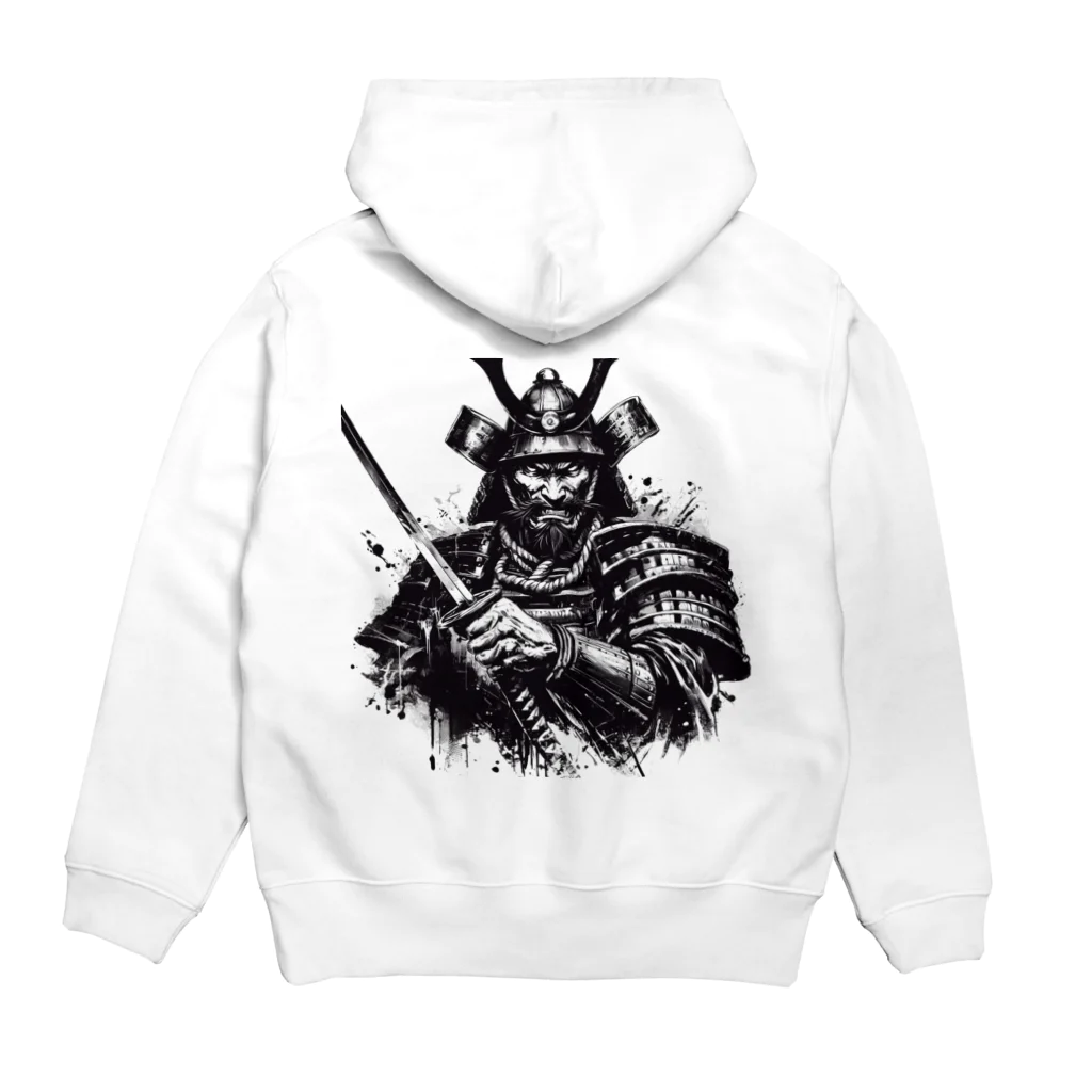 monokuroショップ　　rakiasawatariの情熱的samurai(怒）背面プリントパーカー Hoodie:back